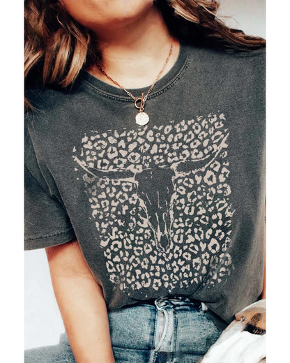 Azura Exchange Leopard Skull Graphic Print Tee - S