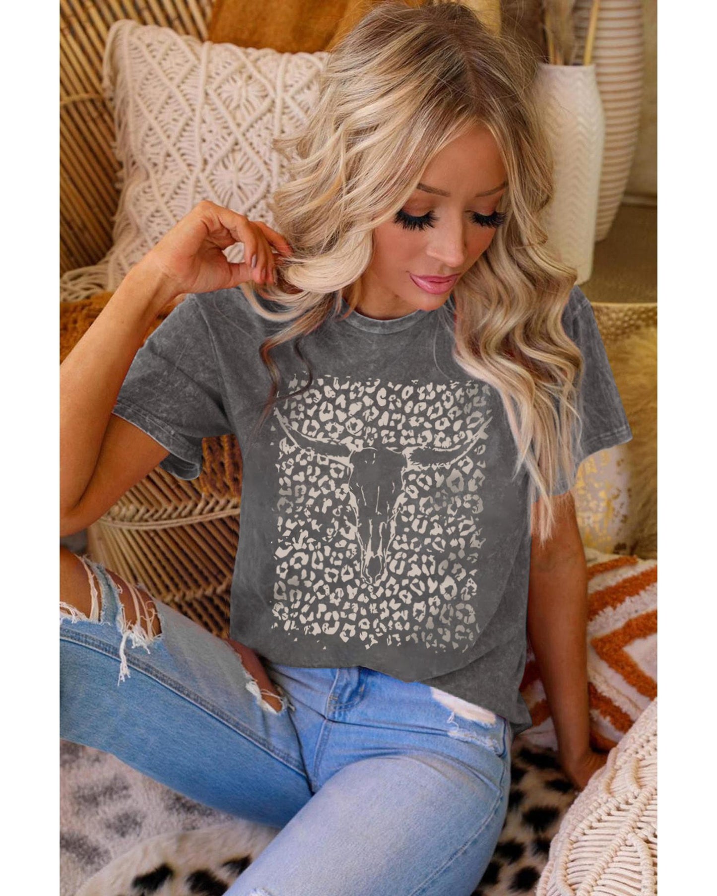 Azura Exchange Leopard Skull Graphic Print Tee - S