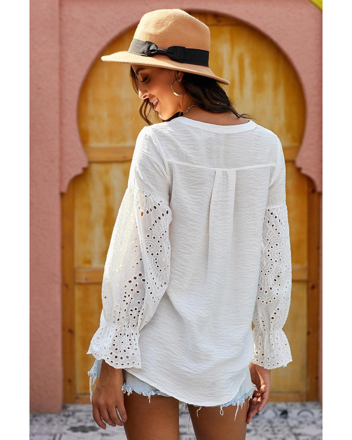 Azura Exchange Eyelet Button Down Top - XL