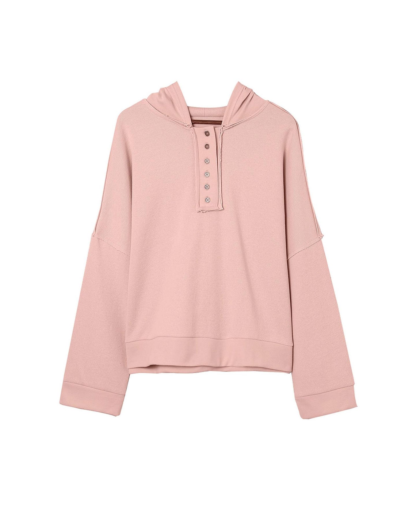 Azura Exchange Button Solid Patchwork Trim Hoodie - 2XL