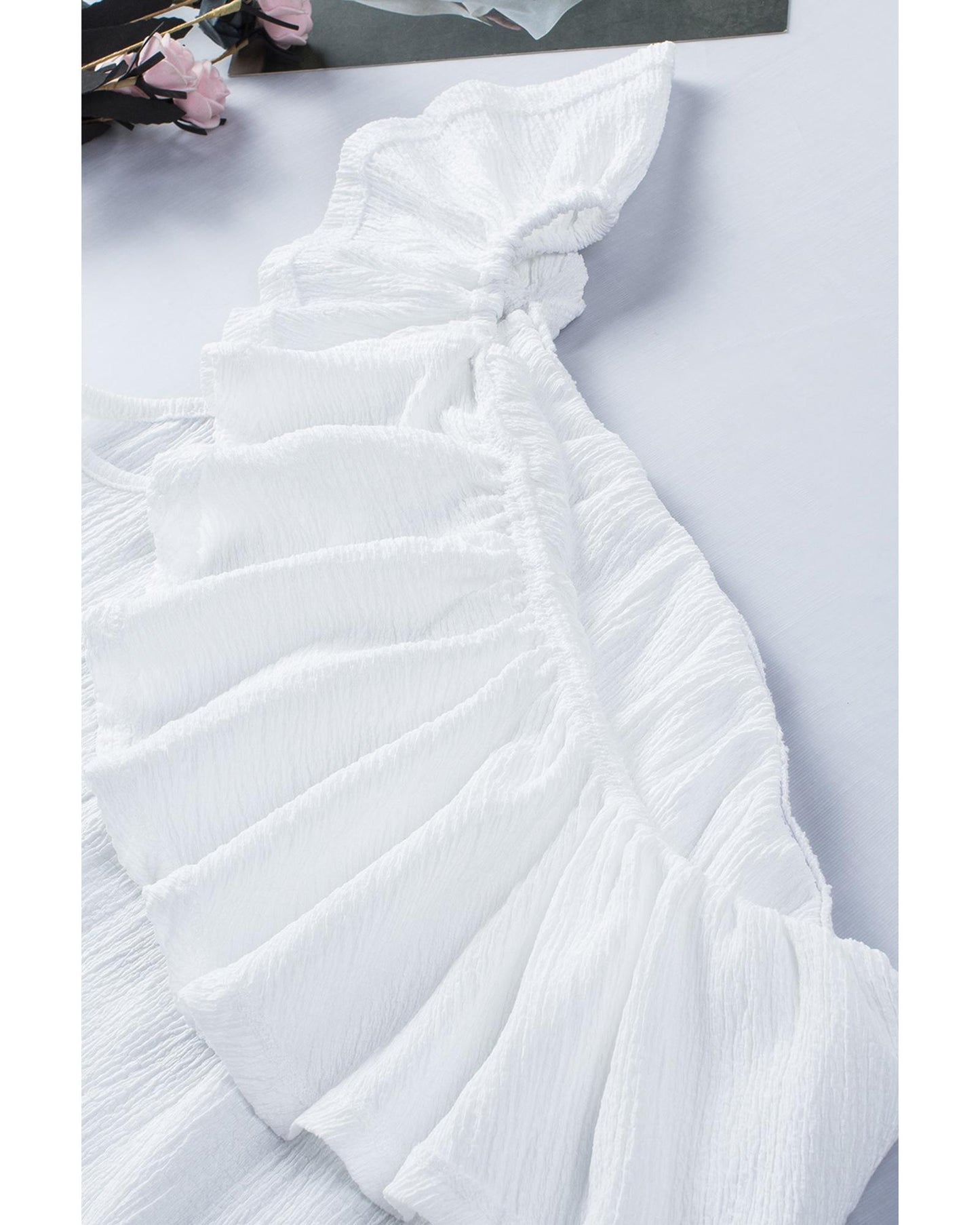 Azura Exchange One Shoulder Crinkle Tank with Ruffle Detail - 2XL