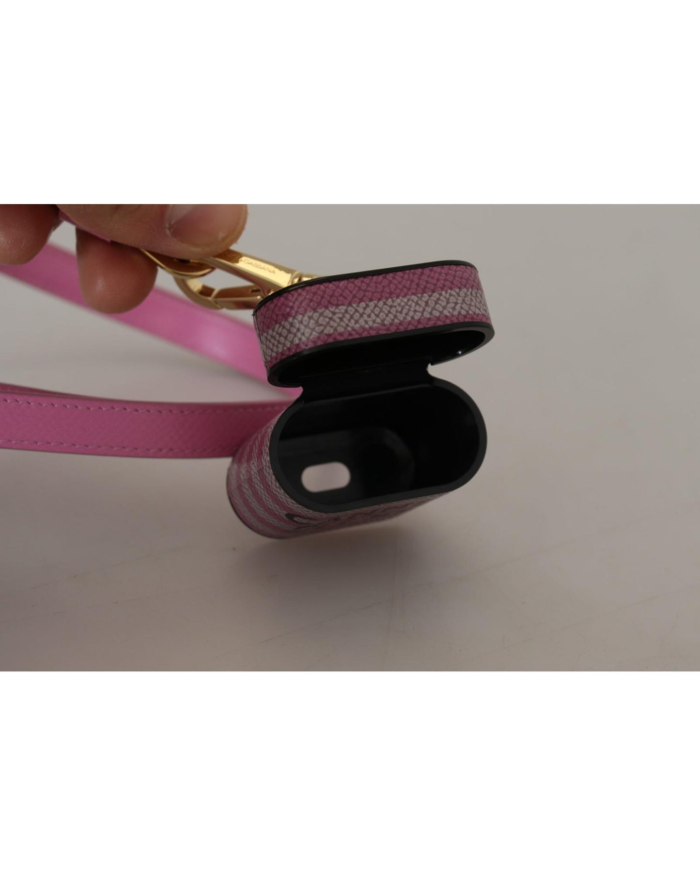 Gorgeous Dolce & Gabbana Airpods Case with Logo Detail - Pink and Black One Size Women