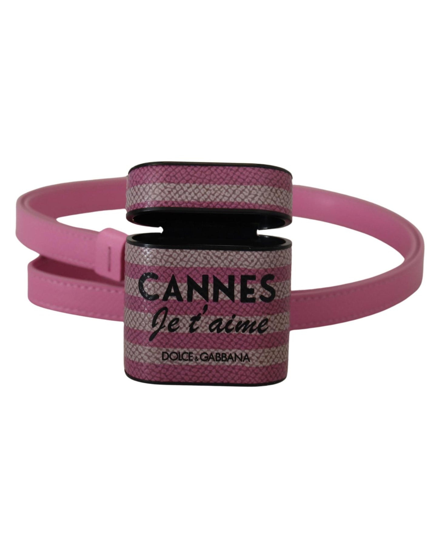 Gorgeous Dolce & Gabbana Airpods Case with Logo Detail - Pink and Black One Size Women
