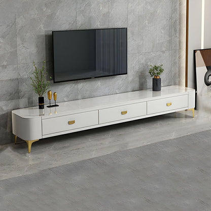 Chalk Sintered Stone TV Stand with Cabinet Storage Design for Drawing Room, 3 Drawers, 160cm