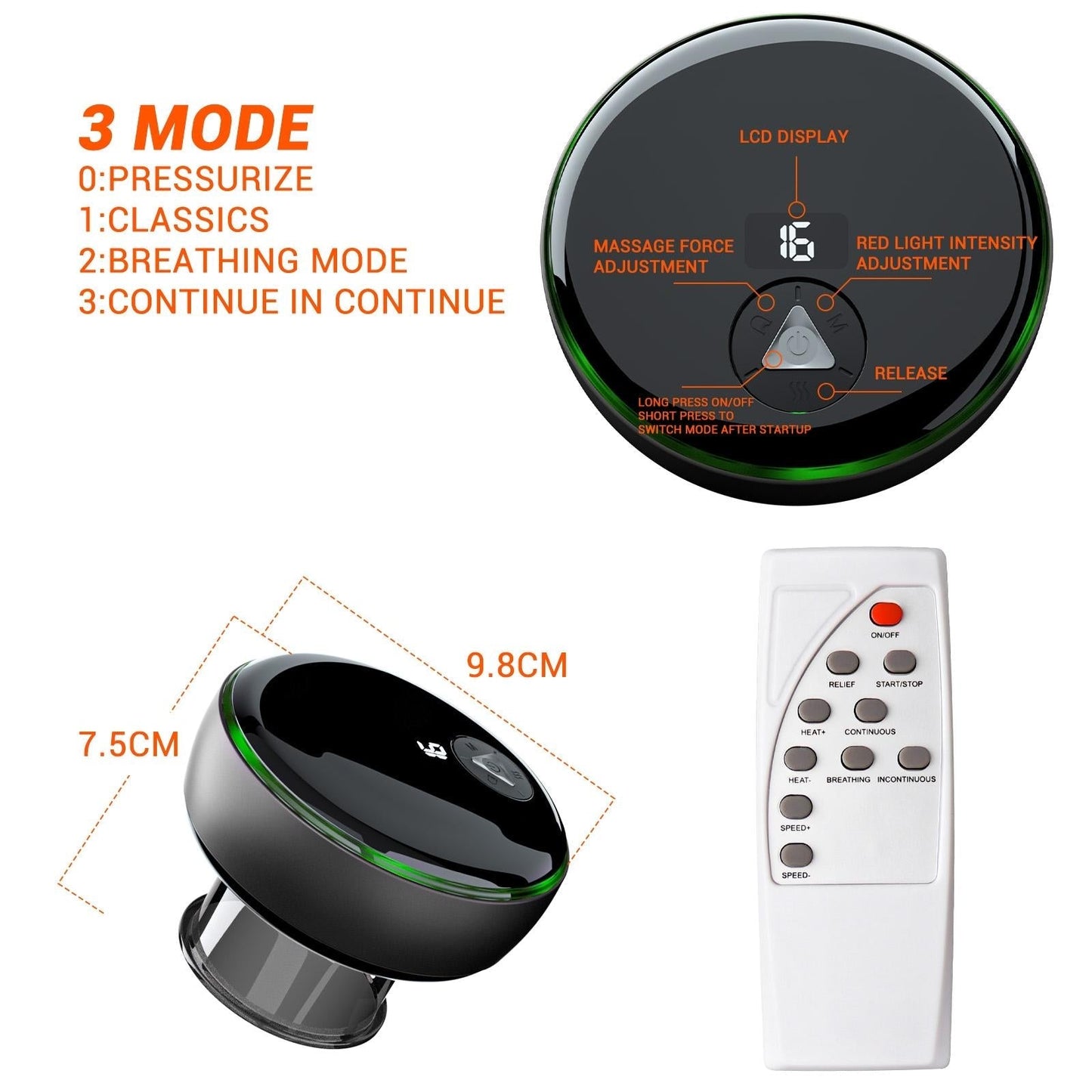 Smart Cupper With Light: Electric Heated Scraping Massage Tool - Black