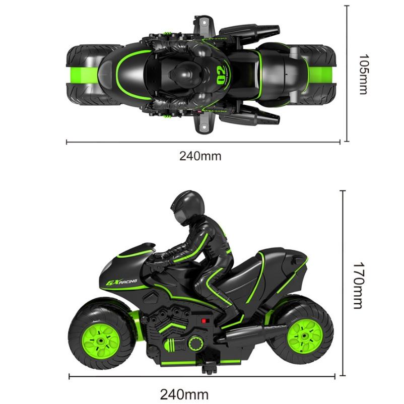 High-speed 2.4g Rc Motorcycle for Drifting and Off-road Riding - Black Green