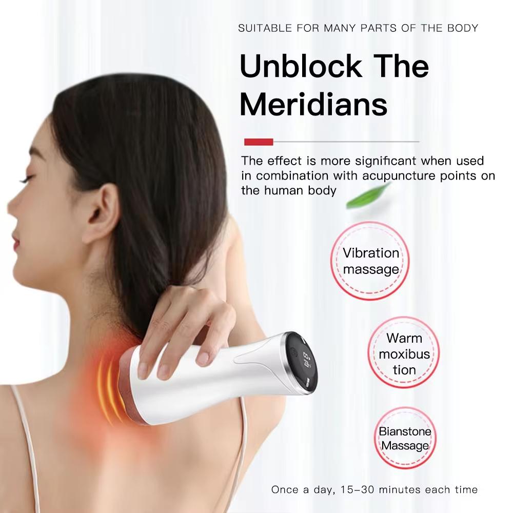 9-Speed Electric Hot Compress Massager For Whole Body Gua Sha - Black