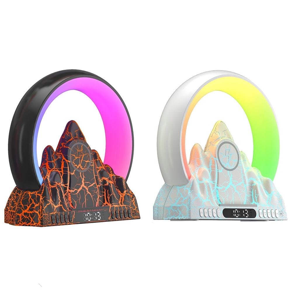 Wireless Charger With Alarm Clock & Bluetooth Speaker - White