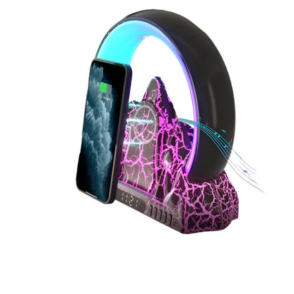 Wireless Charger With Alarm Clock & Bluetooth Speaker - White