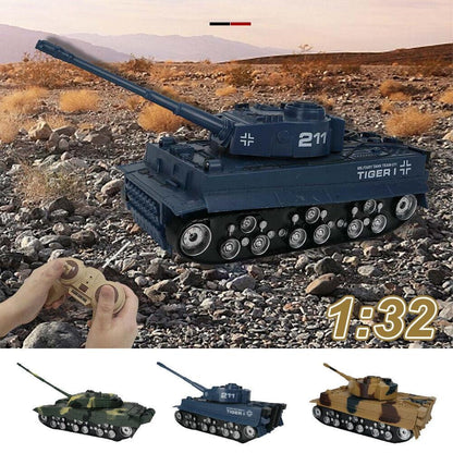 1 32 Four-way Rc Tank with Remote Control - Green