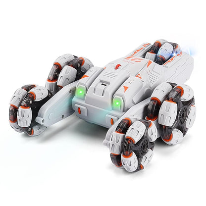 360-degree Swing Arm Rc Stunt Car - 2.4g Single Control 5 Wheels - Grey