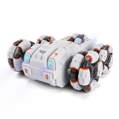 360-degree Swing Arm Rc Stunt Car - 2.4g Single Control 5 Wheels - Grey