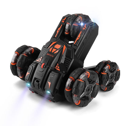 360-degree Swing Arm Rc Stunt Car - 2.4g Single Control 5 Wheels - Grey