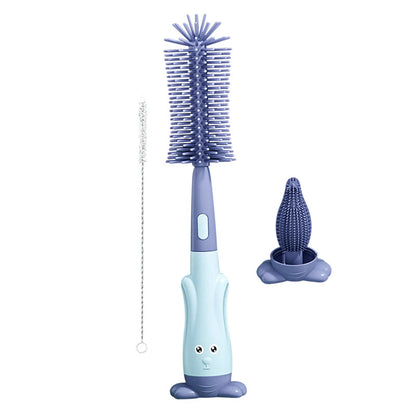 Vibe Geeks 3 in 1 Silicone Bottle and Teat Cleaning Brush - Blue