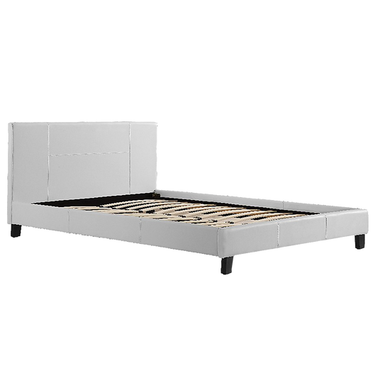 Queen PU Leather Bed Frame White