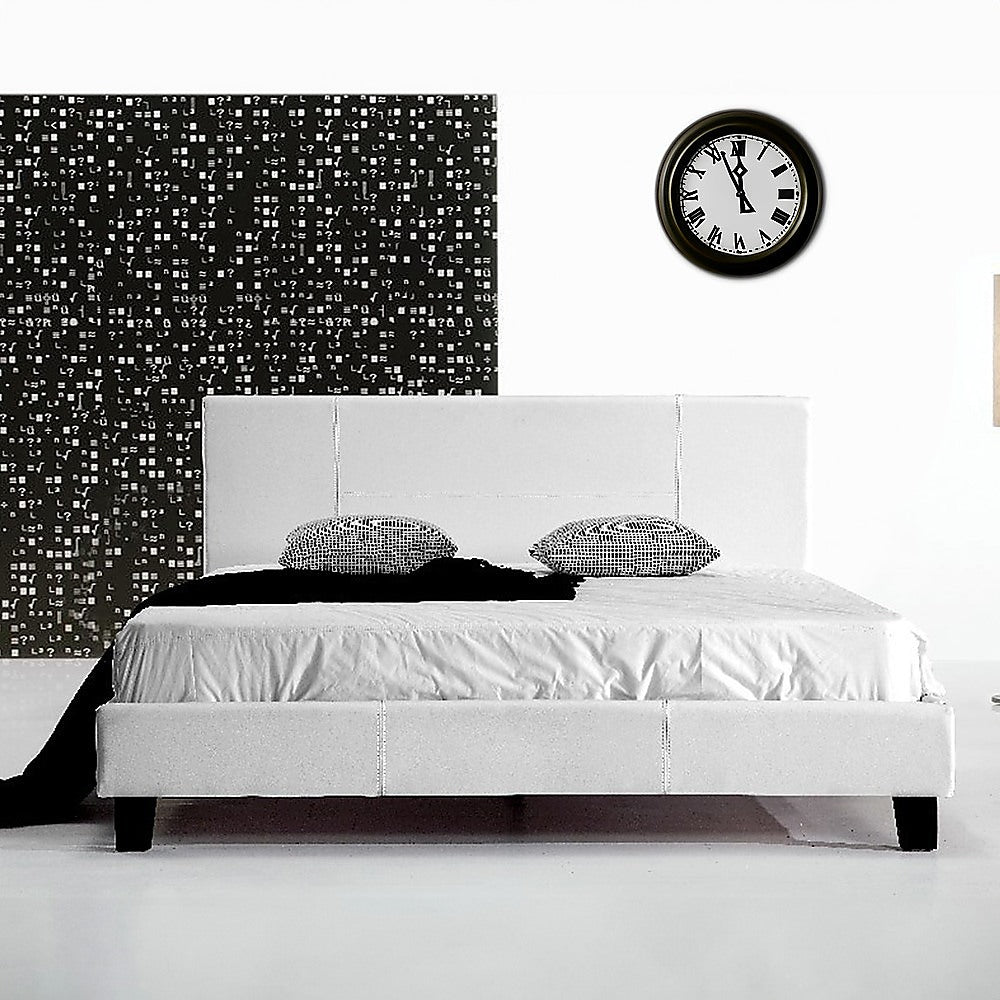 Queen PU Leather Bed Frame White