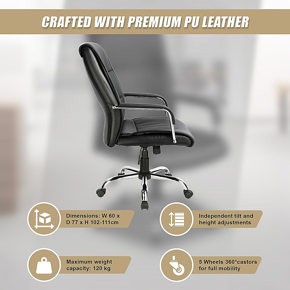 PU Leather Office Chair Executive Padded Black