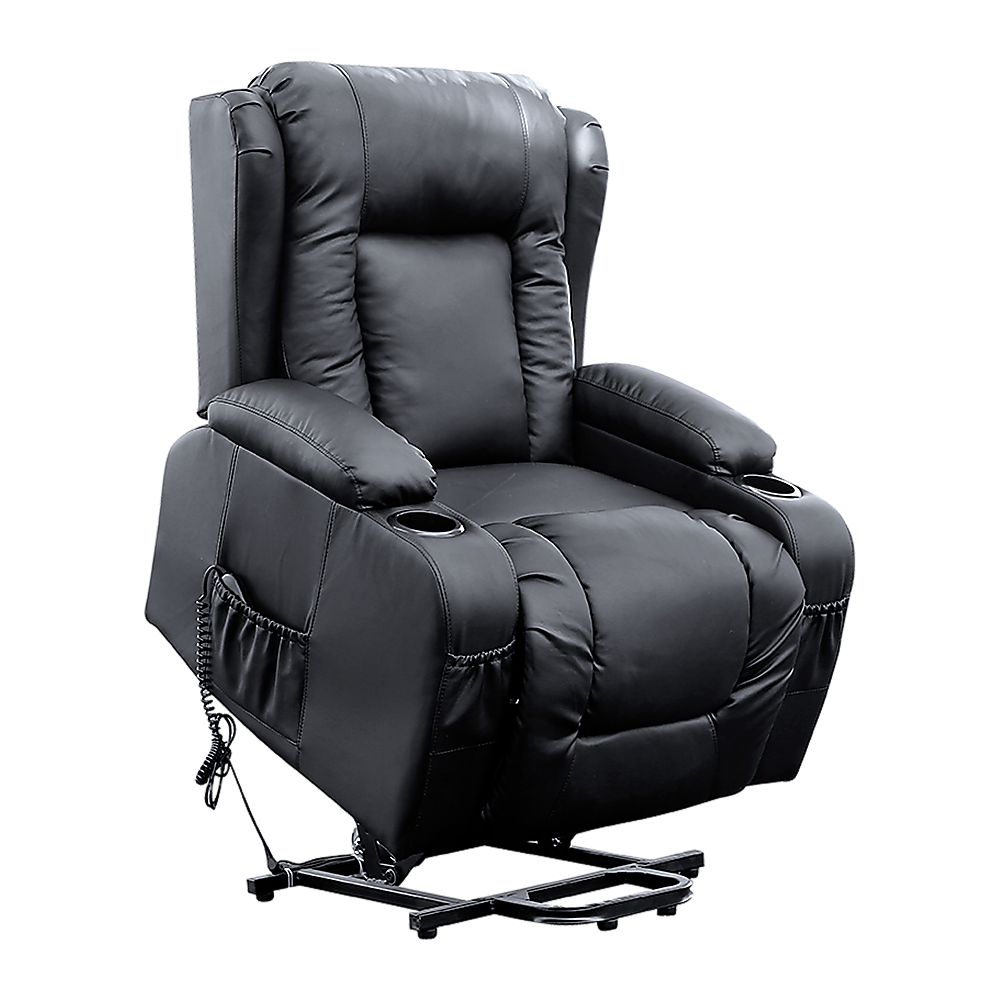 Recliner Chair Electric Massage Chair Lift Heated Leather Lounge Sofa Black