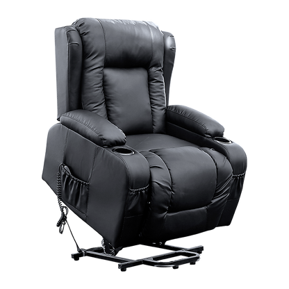 Recliner Chair Electric Massage Chair Lift Heated Leather Lounge Sofa Black