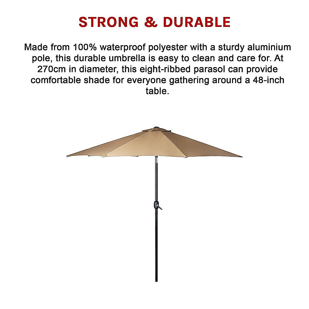 9FT Patio Umbrella Outdoor Garden Table Umbrella with 8 Sturdy Ribs