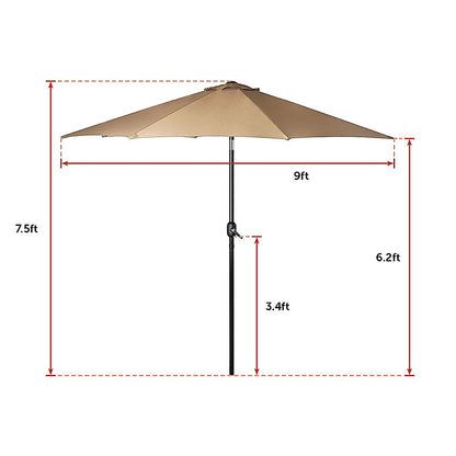 9FT Patio Umbrella Outdoor Garden Table Umbrella with 8 Sturdy Ribs