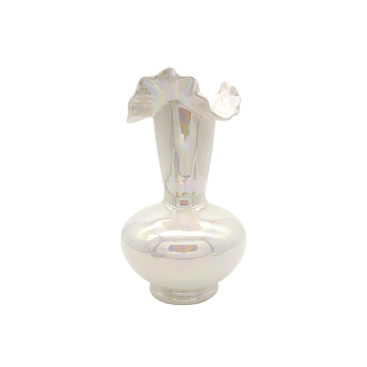 Mermaid Iridescent Ceramic Vase white