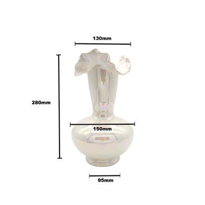 Mermaid Iridescent Ceramic Vase white