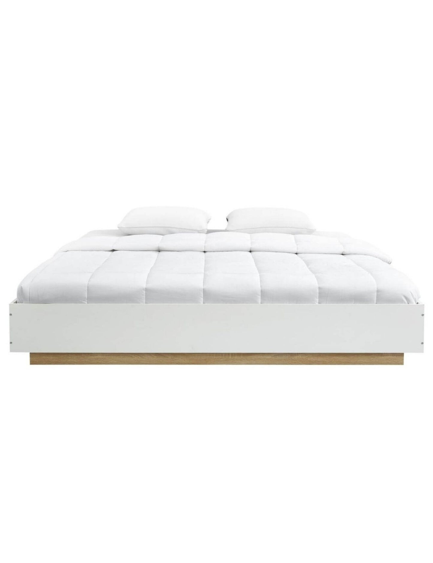 Aiden Industrial Contemporary White Oak Bed Base Bedframe