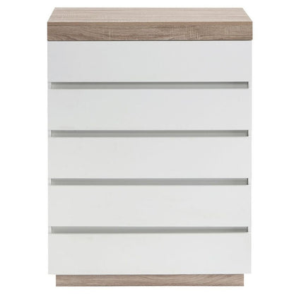 Ashley Coastal White Wooden Chest of 5 Drawers Tallboy