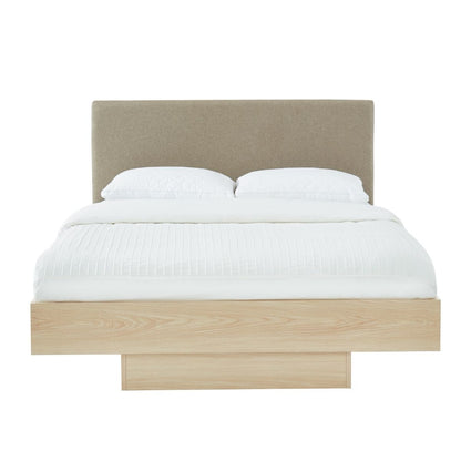 Natural Oak Wood Floating Bed Frame Queen