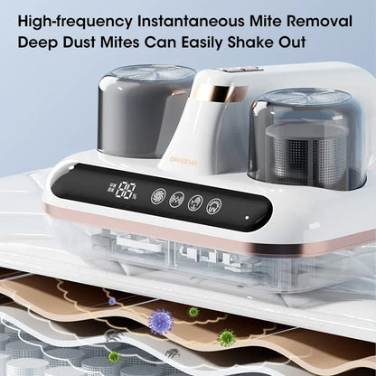 White Without humidity display Wireless Dust Mite Vacuum Cleaner with UV Sterilization and 10000Pa Suction - Model HK-518