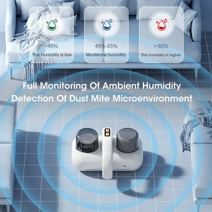 White Without humidity display Wireless Dust Mite Vacuum Cleaner with UV Sterilization and 10000Pa Suction - Model HK-518