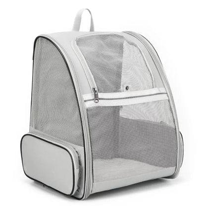 Gray Foldable Pet Carrier Backpack - Breathable Mesh Travel Bag for Cats & Small Dogs