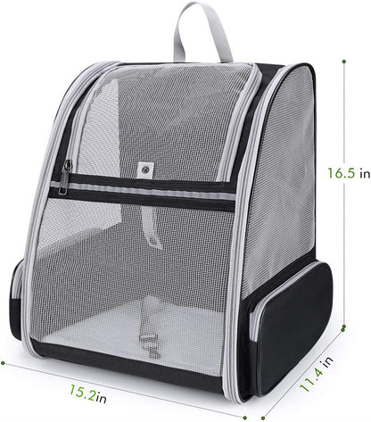 Gray Foldable Pet Carrier Backpack - Breathable Mesh Travel Bag for Cats & Small Dogs