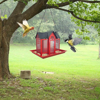 Charming House-Shaped Hanging Bird Feeder - Durable Metal Design for Wild Birds(yellow)