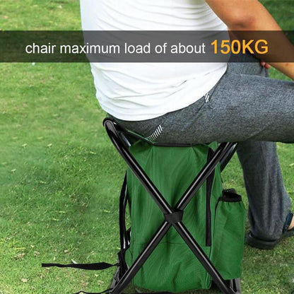 Black Insulated Cooler Backpack Chair - Foldable Stool for Picnics & BBQ