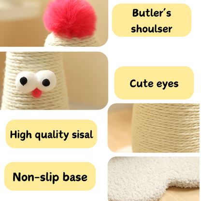 Yellow Adorable Chick Cat Scratching Post - Durable Sisal Rope Scratcher Toy for Cats & Kittens