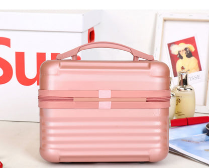 Red Durable Hard Shell Makeup Travel Case - Large Capacity Portable Cosmetic Organizer Box with Handle