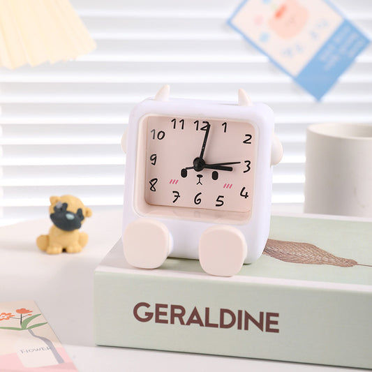 Adorable Cartoon Animal Alarm Clock - Silent Quartz Movement, Loud Alarm, Battery Operated(white)