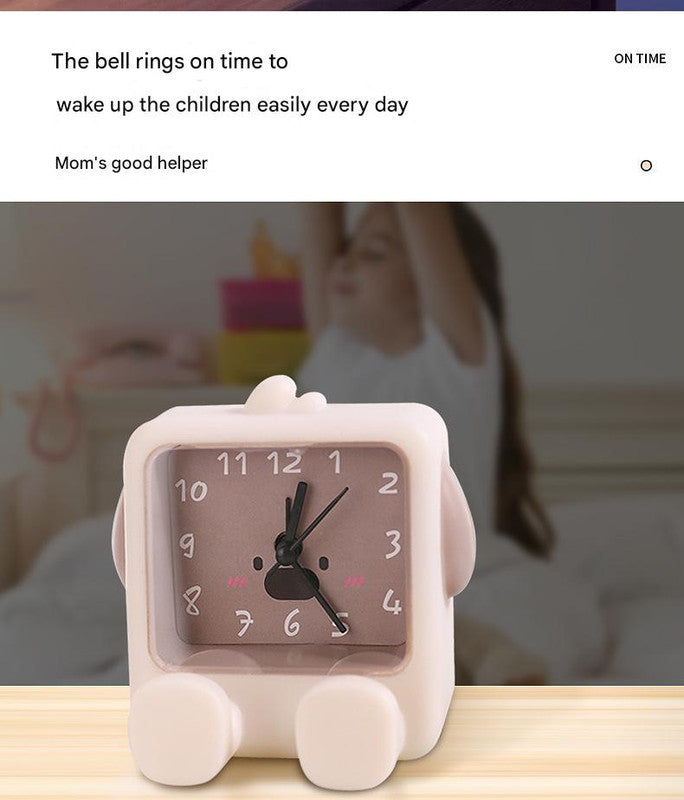 Adorable Cartoon Animal Alarm Clock - Silent Quartz Movement, Loud Alarm, Battery Operated(white)