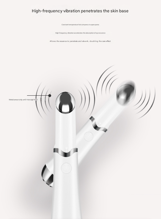 Pink Sonic Eye & Lip Massager with Red & Blue Light Therapy - Heated Vibrating Wand for Puffiness and Wrinkles