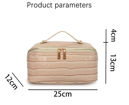 White Chic Croc-Embossed Travel Makeup Case Large Capacity Cosmetic Organizer Bag