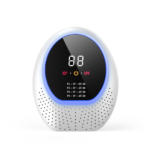 White Rechargeable Ozone & UV-C Air Purifier with Remote - Portable Odor Eliminator for Home, Pets & Closets