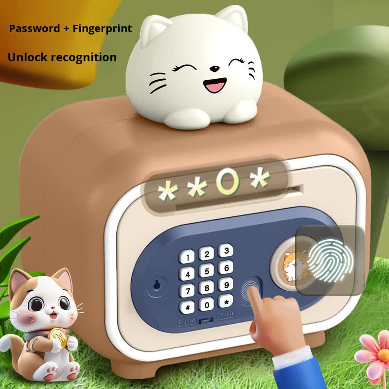 Red Electronic Piggy Bank Safe for Kids - Automatic Rolling Money Box with PIN & Fingerprint Lock