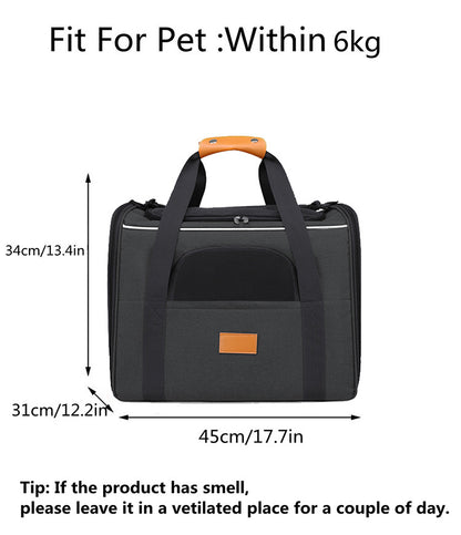 Foldable Soft-Sided Pet Carrier for Travel - Fits Cats & Small Dogs Under 6kg, with Removable Plush Bed & Shoulder Strap(black)