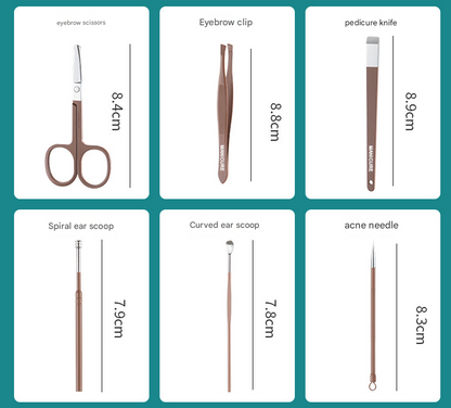 White Professional 13-Piece Manicure & Pedicure Set - Anti-Splash Carbon Steel Nail Clippers Kit with Compact Drawer Organizer