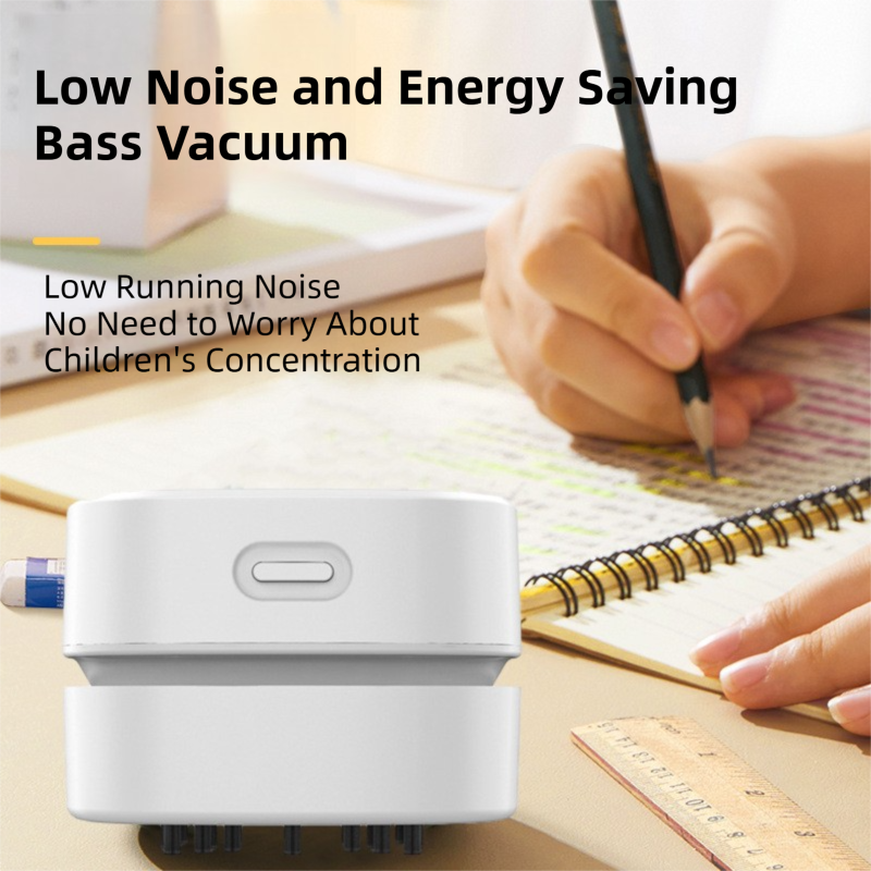 White Portable Handheld Cordless Mini Desktop Vacuum Cleaner - Powerful 10KPA Suction,  Efficient Dust & Debris Collection for Home, Office, and Student Use