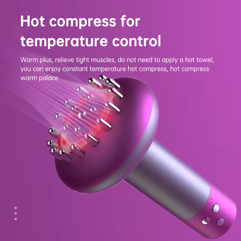 White Electric Meridian Brush Massager - 6-in-1 Handheld Device with Vibration, Microcurrent, and Heat Therapy