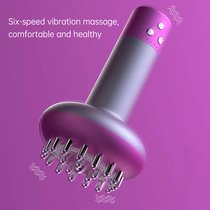 White Electric Meridian Brush Massager - 6-in-1 Handheld Device with Vibration, Microcurrent, and Heat Therapy
