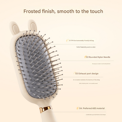 Rabbit ear comb Soft Touch Air Cushion Hair Brush with Built-in Cleaning Claw Detangling Massage Comb for Wet and Dry Hair Gentle Scalp Care